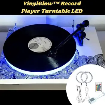 1SET Стандарт-60/80mm VinylGlow Record Player Обръщател LED Full Circle Colorful Aperture Decoration RGB24 Keys Лесна Инсталация