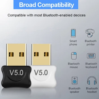 Мини Bluetooth 5.0 Адаптер USB 2.0 Bluetooth Предавател за PC Компютър Рецептор Лаптоп Слушалки Аудио Лаптоп Музикален Адаптер