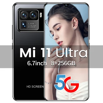 2021 най-Новият Горещ Продаваният Mi 11 Ultra 8+256GB Andriod10 Телефон MTK6889 10 Основната 6800mAh Big Battery 16+32MP Смартфони, 5G и 4G LTE