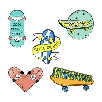 Скейт или да Умре Емайл Пин Потребителски Забавно Спорт Любовта Кънки Брошки Чанта на Ревера Пин Карикатура Икона Бижута Подарък за Децата на Приятелите