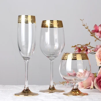 Европейският стил на чаша ракия, чаша за шампанско висока чаша за вино червен кристал на чаша за вино, маса за хранене, домакински чаша за вода златен панела s