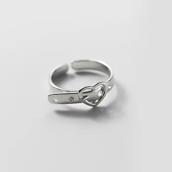 TrustDavis Real 925 Sterling Silver Fashion Sweet Creative Belt Сърце Opening Ring For Women Wedding Party Fine Jewelry DB539
