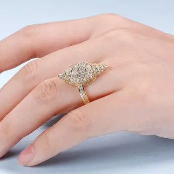 Специален модел скъпа охлюв кристал Кристал пръстени за жени, новият пристигането на спирала от златна сплав, пръстени, мода животни бижута Подаръци