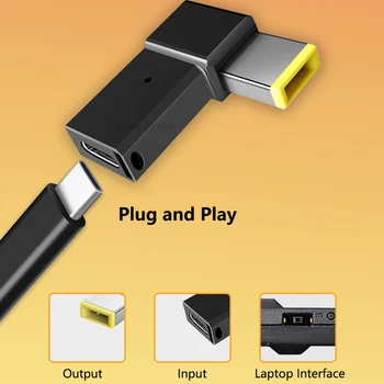 100 W USB Type C PD Fast Charge Конвертор за Lenovo Thinkpad USB C Female to Square Plug Лаптоп Адаптер за Захранване Конектор Jack