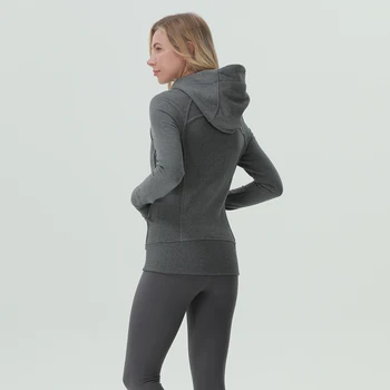 Play Sport Women Jackets Zipper Yoga Coat Quick Dry Thumb Hole Hoody С Качулка Фитнес с дълъг Ръкав Running Workout Залата се Носят