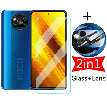 2в1 Екран Защитно Стъкло за Xiaomi Poco X3 NFC Pocophone F1 Закалени Защитник на Обектива на Камерата Филм на Pocox3 X 3 Pro F M F3 M3