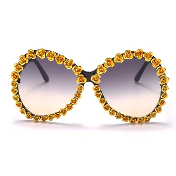Повече от големи Кръгли Слънчеви очила Дамски Маркови Реколта Големи рамки Слънчеви очила Женски цветни очила Oculos Люнета De Soleil Femm