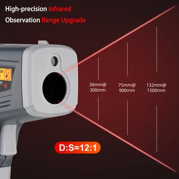 Инфрачервен Термометър Цифров Лазерен Термометър Пистолет LCD Измерване на Температурата на Безконтактен Лазерен Пирометр 380℃ HABOTEST HT650A