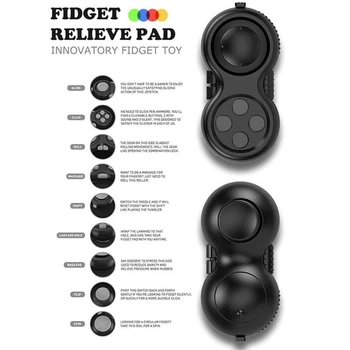 1Pc Fidget Pad Controller Cube, Game Focus Toy with Keyring Set Smooth ABS Plastic Stress Relief Toys for Add