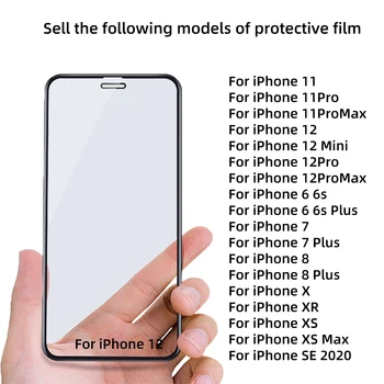 [1-3шт] Протектор на екрана Съвместим с iPhone 12 Pro SE 2020 11 XR XS Max 6 7 8 Plus Пълно покритие на Премиум Закалено стъкло