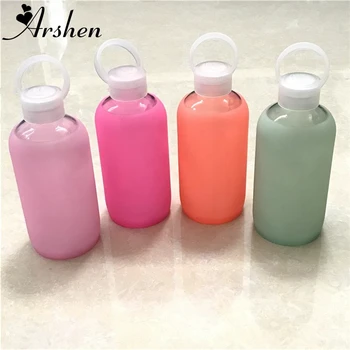 Arshen Fashion Colorful 500mL Стъкло Water Bottle Glass Beautiful Gift Women Water Bottles with Protective Silicon Case Tour Лагер