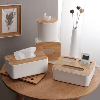 Нова Дървена Кола Капак Пластмасова Кутия Тъкан Притежателя Кухня Кутия За Съхранение На Домашен Офис Организатор На Маса Кутия За Тъкани С Рафт Номер
