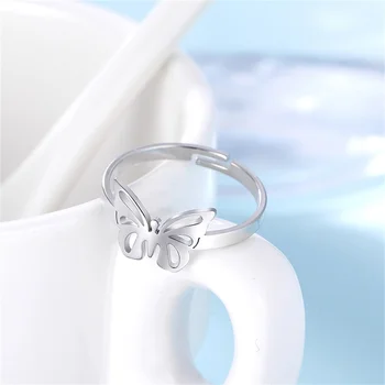 Дамски пръстен със сребърно покритие Кухи Пръстени Пеперуди Двойка Годежни Пръстени, Подарък за Рожден Ден за Приятелка Мода Творчеството на Бижута