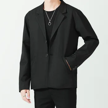 2021 Мъжки Ежедневни Високо Качество на Черен Костюм Якета Модни Свободни Блейзери Ревера Яка Кафяво Връхни Дрехи в Западен стил на обличане M-XL