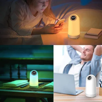 Безжична Слушалка Bluetooth Музикален Лека Нощ Portable Digital Alarm Clock Акумулаторна Сензорен Димиране Малка Странична Лампа