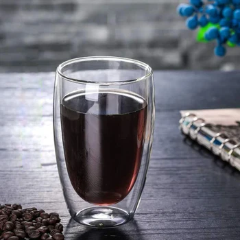 Прозрачно стъкло кафеена чаша мляко уиски чай бира двойна творчески огнеупорни коктейл Водка с вино чаша, Прибори чаша чаша