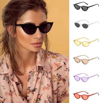 Нови Ретро Модни Слънчеви очила Дамски Маркови дизайнерски Реколта Котешко око Черни Слънчеви очила Дамски дама UV Oculos