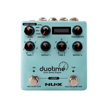 NUX duotime едно Real Stereo Delay Pedal Guitar Аналогов Tape Echo Digital Modulation Verb Dual Delay Engine Effects Китара Аксесоари