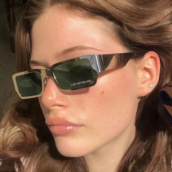 Малки Правоъгълни Метални Слънчеви очила 2021 Мода INS Тенденция Steampunk Квадратни Слънчеви Очила Нюанси Женски Винтажное Огледало UV400