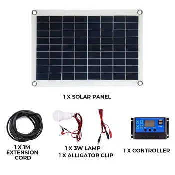 100W 18V Protable Solar Panel Kit 2 USB Port with 10A LCD Display Solar Charge Controller Off Grid Monocrystalline Module