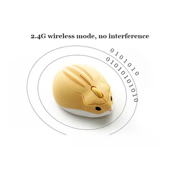 Kawaii 2.4 G Wireless Mouse USB Optical Computer Girls Hamster Mini Mouse 1200DPI Мишката за настолни компютри и лаптопи, Офис консумативи