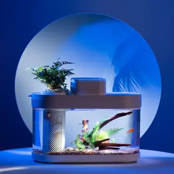 Mijia Geometry Amphibious Eco Fish Tank Pro Automatic Timing Feeding Wifi Smart Box Работа С Mijia Full Color Gamut Lighting