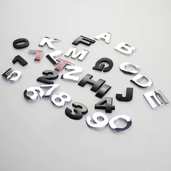 Нов Автомобилен Стикер с 45 мм и 25-28 мм 3D САМ Букви от Азбуката Емблемата на Хром и Черен Автомобилен Стикер Цифров Икона Лого Аксесоари