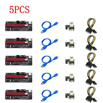 5шт PCI-E pcie Странично 009 Express 1X 4x, 8x 16x Продължавам PCI E USB Странично 009S Dual GPU 6Pin Adapter Card SATA 15pin за БТК Миньор