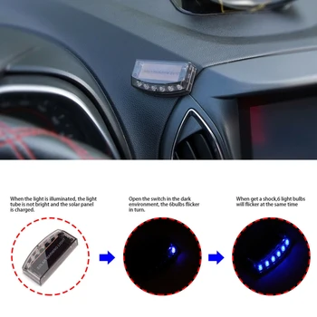Авто Сензор за Сигурност Сигнална Лампа 6 LED Pasteable Нова Кола Слънчево Зарядно Устройство за Автомобил Колата на сот Лампа Автомобилни Аксесоари
