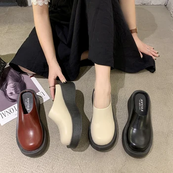 Универсална Корея, Обувки Slip-on Сабо Лоферы На Платформата С козина Дамски Обувки през Цялата Чорап Ежедневни Маратонки 2020 Slip On Creepers