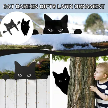 Котка Garden Decorative Art Black Decorative Lawn Ornament Кити Влюбените Peeping Cat Decoration For Home Art Ornaments