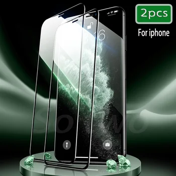 2 елемента Пълно Покритие на Екран Протектор За iPhone за 12 11 PRO XS MAX Закалено Стъкло За iPhone X XR 6 7 6s 8 Plus Защитно Стъкло Филм