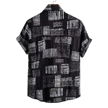 Фънки Black Hawaiian Aloha Shirt for Men 2021 Summer Short Sleeve Casual Button Down Beach Тениски Мъжки Party Vacation Clothing