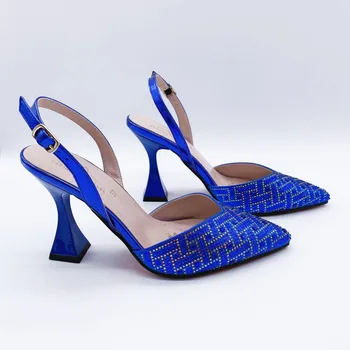 Красиви Италиански Обувки На Висок Ток С Подходящи Клатчами Африкански Дамски Обувки и Чанта За Бала Летни Сандали C211-2