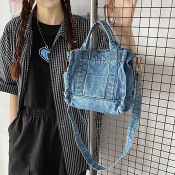 Vintage Дизайнер на Дънкови Чанти през рамо за жени 2021 Лято Нова Тенденция Дамски Чанти Прости Чанта На Рамото на Момичето Пътни Чанти