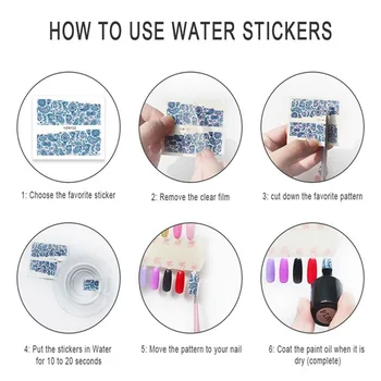 1 Лист Blue Sky Magic Star Nail Art Sticker Water Transfer Decal Watermark Slider Маникюр Пълен Wrap Tool Decor
