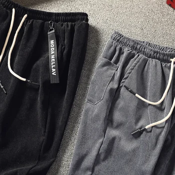 Мъжки панталони са По щиколотку Удобни Плюс Размера на Мъжки Спортни Панталони Дантела Мъжете Всичко Мач Панталони Harajuku Корейски Стил, Мода