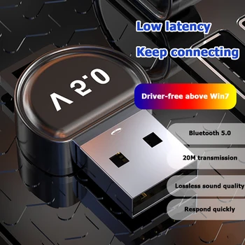 USB 5.0 Bluetooth-съвместим Безжичен Адаптер Аудио Ключ Музикален Приемник Предавател за Кола PC TV Слушалки