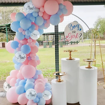 HUIRAN Blue Silver Macaron Метална Топка Венец Арка Събитие Партия Фолио Балоны Weding Рожден Ден Декор Деца, За Възрастни Baby Shower