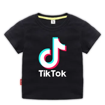 Нова лятна детска тениска Тик Тик Tok Tok етикети round neck плечевая обтегач тениска детски дрехи