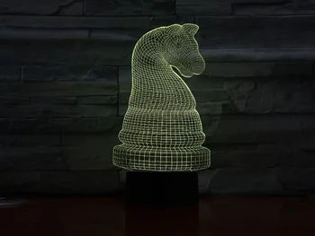 3D Шах Леярство Настолна Лампа 7 Промяна на Цвета лека нощ Кон Шах LED Лампа Подарък Нощни Сън Осветление за Интериор на Спалнята