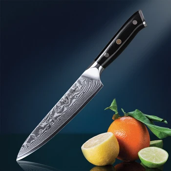 TURWHO 5-инчов универсален нож Японски Дамасские ножове Супер остър Плодов нож за почистване на зеленчуци с Високо Качество многофункционални Кухненски ножове