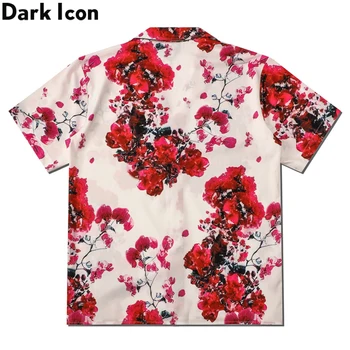 Dark Icon Цвете печатна Поло Риза Мъжка Лятна Реколта Градинска мъжка Риза Хавайска Риза Мъжки Топ