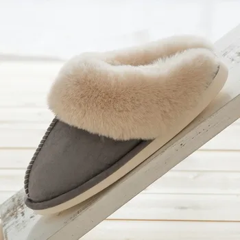 Плюшени домашни Домашни Чехли Дамски зимни топли памучни чехли Леки Меки и удобни мъжки зимни пързалки плюшени обувки Дама