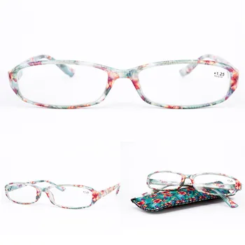 Seemfly Fashion Retro Printed Flower Очила За Четене На Жените И Мъжете Свръхлеки Пресбиопические Очила Чанта С Прозрачни Лещи От Смола Очила
