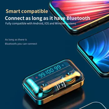 F9 TWS Безжичен Bluetooth-съвместима Слушалка 5.0 Сензорни Слушалки Спорт LED Дисплей Микрофон Airbuds Слушалки За iPhone Samsung SE