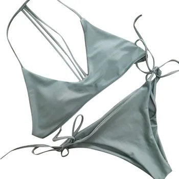 67# Секси Green Микро Бикини Set Women Two Pieces Swimsuit Swimsuit Push Up Мек Сутиен Прашки Бикини Бански Плажно Облекло 2021