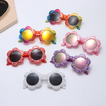 Кръгли Очила във Формата На Цвете Детски Слънчеви Очила на Открито с UV-Защита на Слънчеви Очила за Деца Момичета Момчета на Партията на Сувенири Снимки