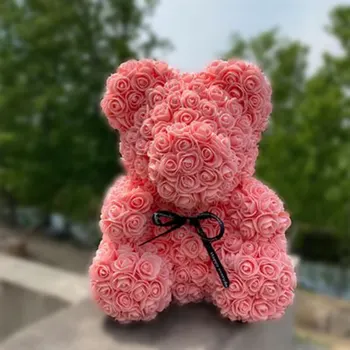 Dropshipping 25cm Teddy Rose Bear Изкуствени цветя, Роза Мечка Коледна Украса за Дома на Валентин Женски подаръци 2021